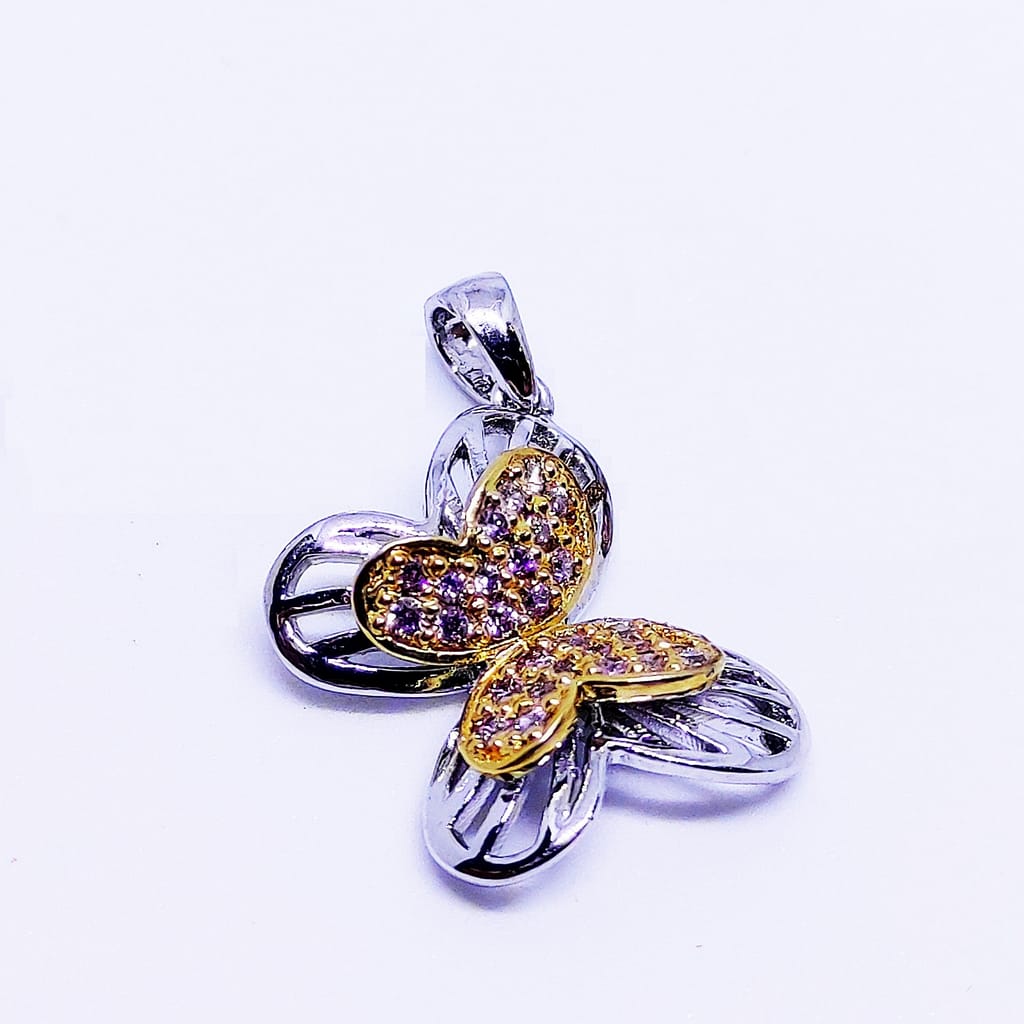 Flutter - Butterfly Pendant With White Base Metal