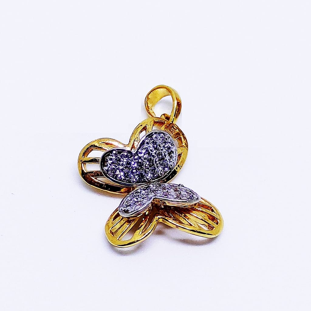 Flutter - Butterfly Pendant With Yellow Base Metal