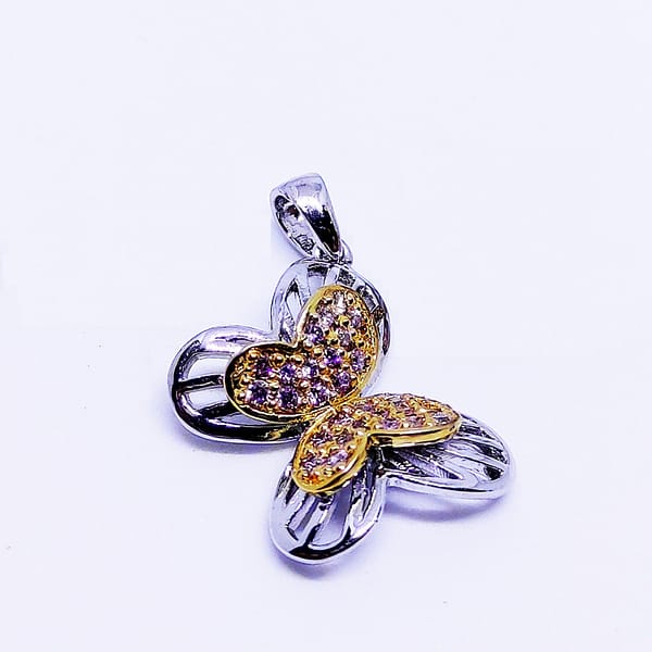 Flutter - Butterfly Pendant With White Base Metal
